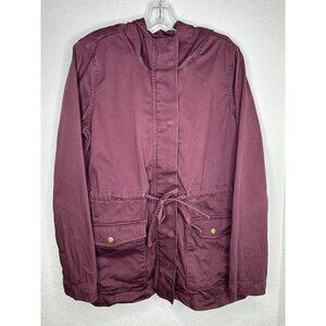Loft Outlet Jacket Womens Medium Plum Field Jacket Cinch Tie Waist Cargo Pockets